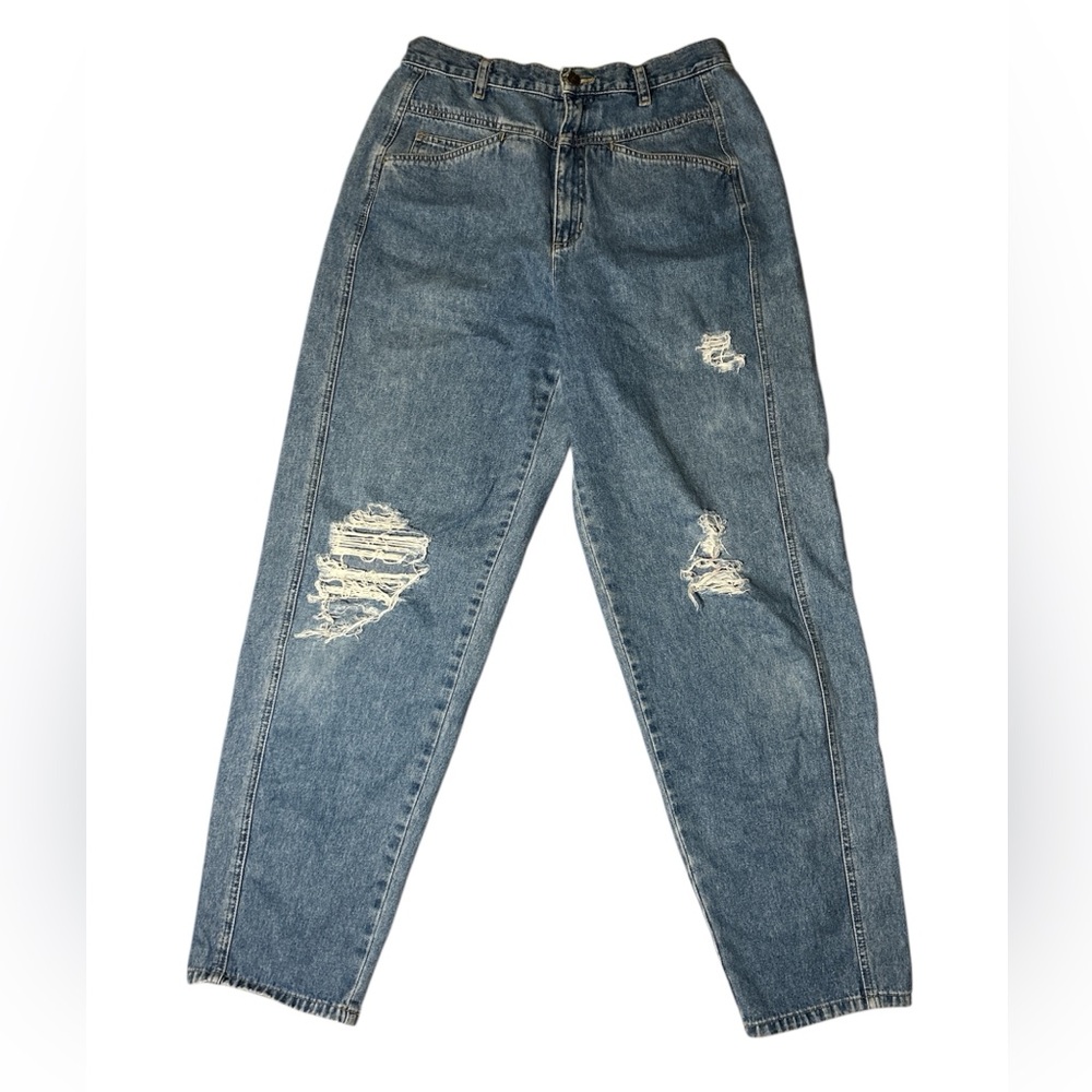 Lizwear authentic rugged quality Women Distressed Blue Jeans balloon leg Cotton